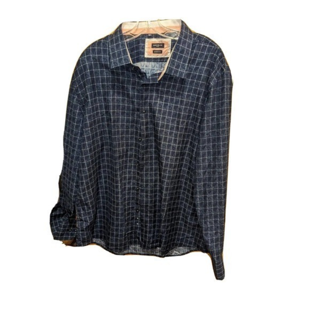 Rosso Milano Mens‎ Shirt Size xl blue plaid Modern Fit Made In Italy Button Up